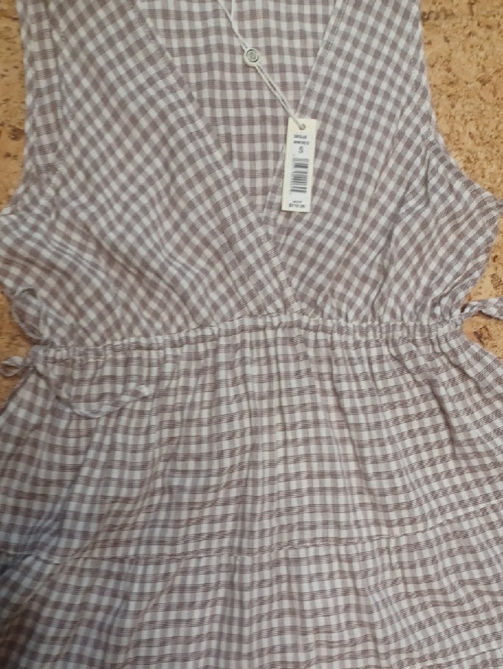 Max Studio Sleeveless Brown/Tan Gingham Maxi Dress Size S NWT - Picture 5 of 8